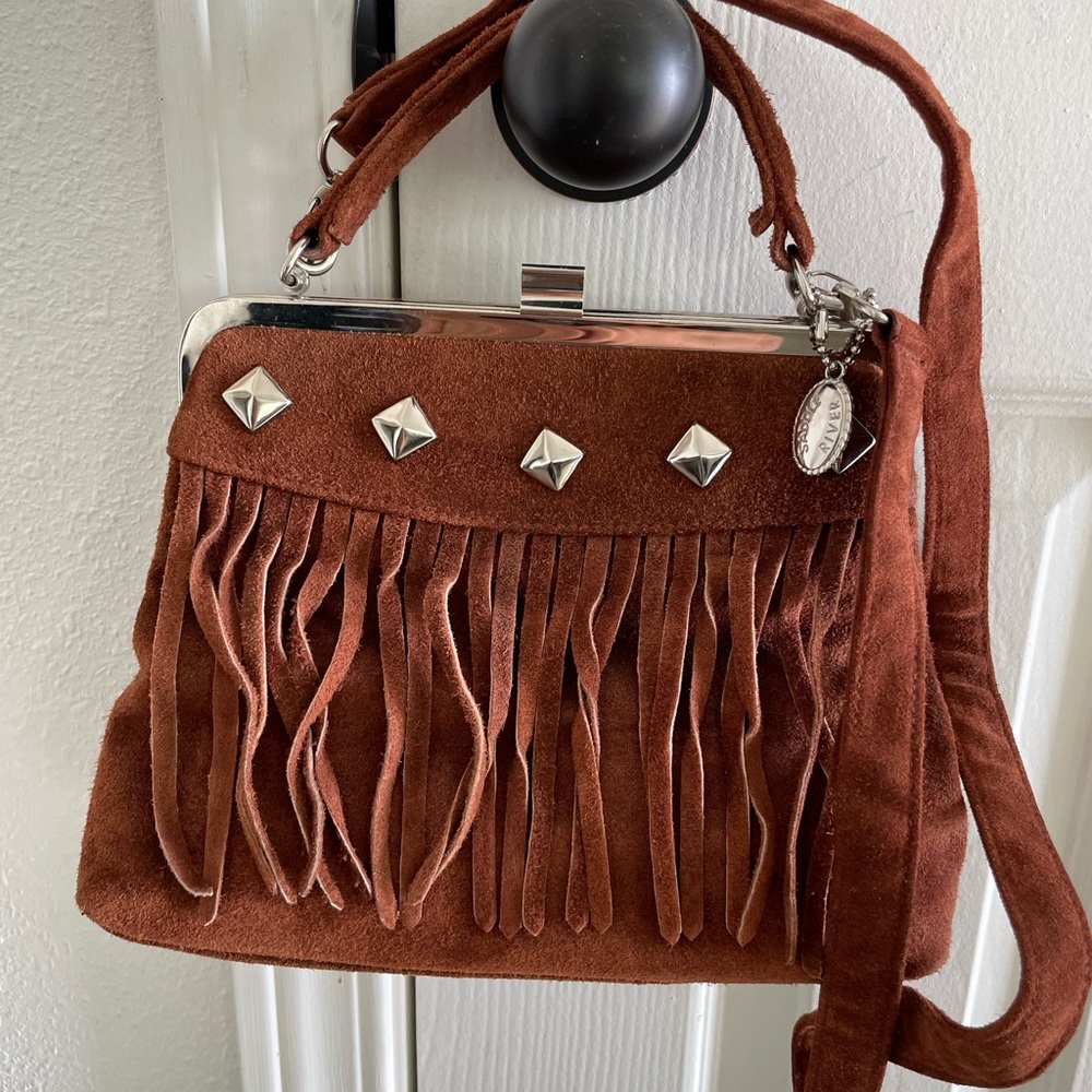 Saddle River Brown Suede Fringe Handbag
